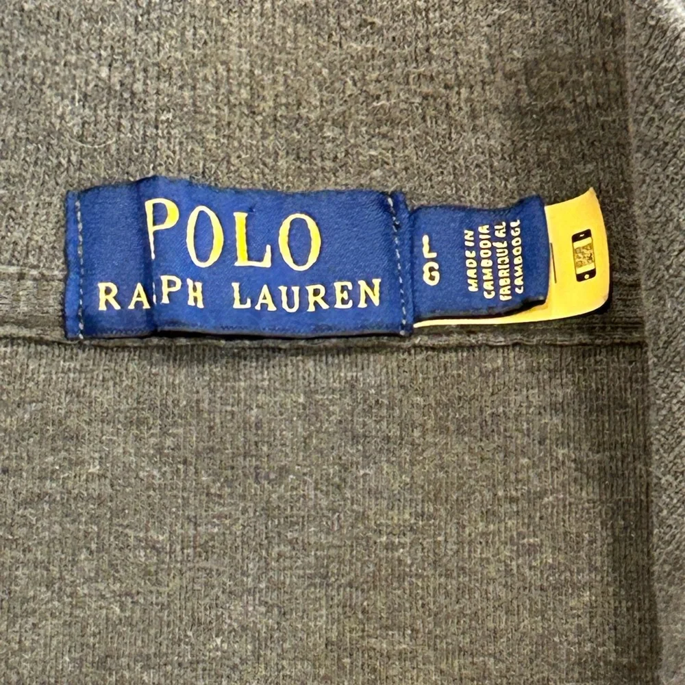 Polo Ralph Lauren 100% Cotton Olive Green Quarter Zip Pullover Purple Pony L